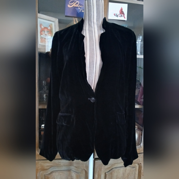 GAP Jackets & Blazers - Gap Silk Black Stand Collar Blazer -  12